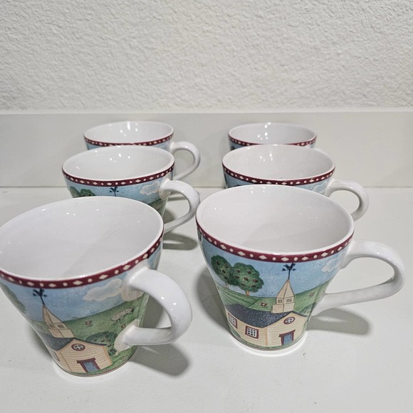 Vintage Sango Green Acre mugs‎ 8 oz Set of 6 - Picture 4 of 7